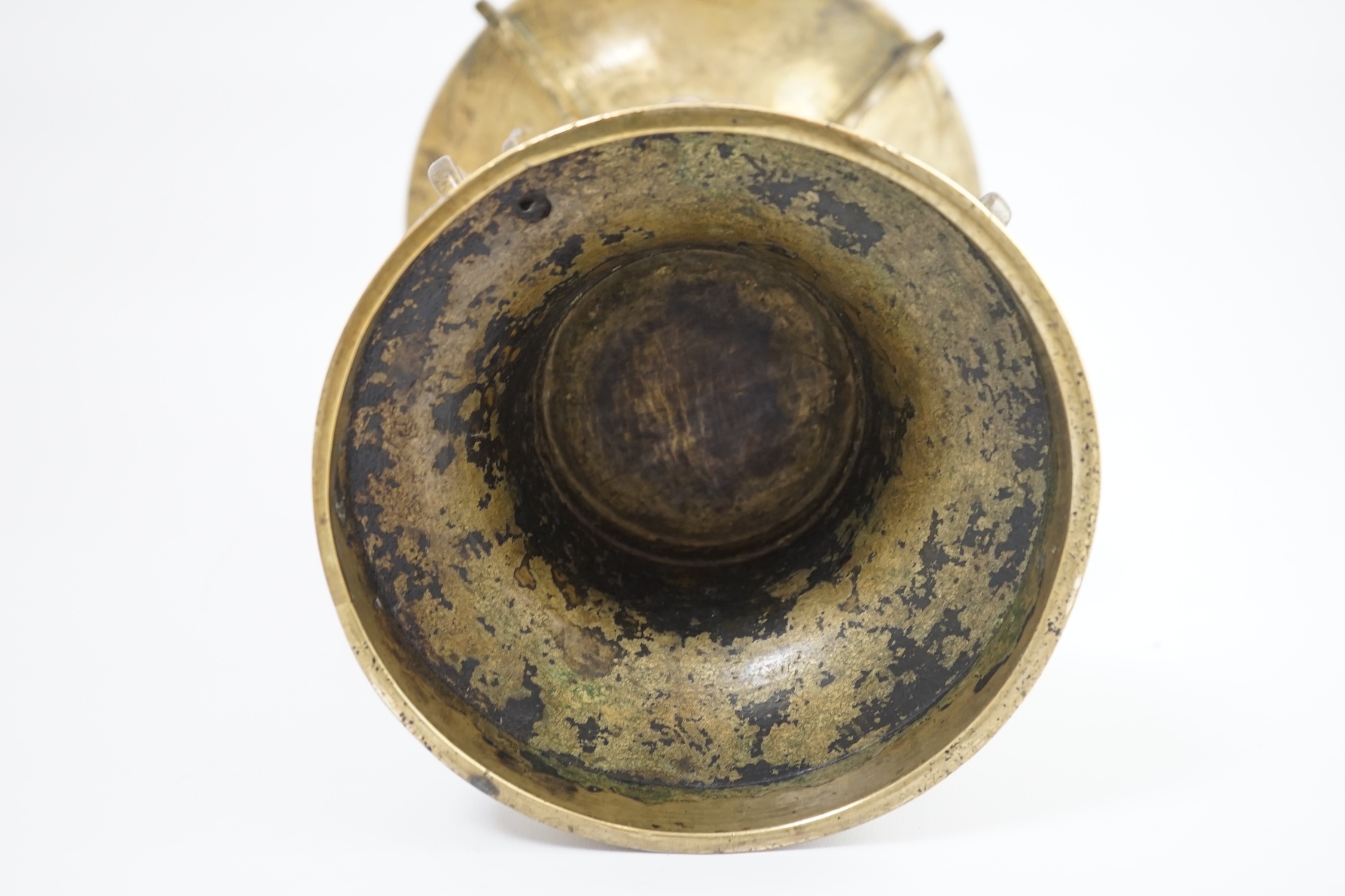 A Chinese inscribed archaistic bronze altar vase, gu, 19th century